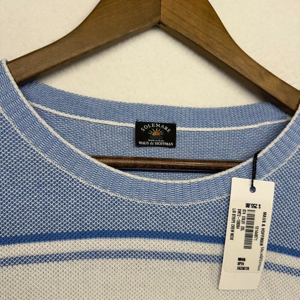 Solemare Sweater Men's 2XL Blue White Maus Hoffman Stripe Italy Made Knit NEW